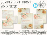 TEMPLETT wedding invitation download Romantic Vintage Flowers wedding Invitations Set Template, Instant Download Printable Invites Home Printing, Simple Cards10