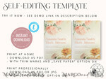 TEMPLETT wedding invitation download Romantic Vintage Flowers wedding Invitations Set Template, Instant Download Printable Invites Home Printing, Simple Cards10