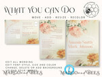 TEMPLETT wedding invitation download Romantic Vintage Flowers wedding Invitations Set Template, Instant Download Printable Invites Home Printing, Simple Cards10