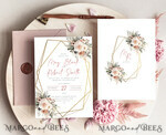 TEMPLETT  
 Hochzeits Einladung Download Boho Blush Pink Vintage Blumen Hochzeits Einladungen Set Vorlage, Sofortiger Download Druckbare Einladungen Heimdruck, Einfache Hochzeitskarten10