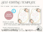 TEMPLETT  
 Hochzeits Einladung Download Boho Blush Pink Vintage Blumen Hochzeits Einladungen Set Vorlage, Sofortiger Download Druckbare Einladungen Heimdruck, Einfache Hochzeitskarten10