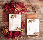 TEMPLETT wedding invitation download  Fall Rustic wedding Invitations Set Template, Instant Download Printable Invites Home Printing, Arch Boho Teracotta Invitation Card Set rust, burnt oragne autumn wedding invitation template set9