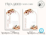 TEMPLETT wedding invitation download  Fall Rustic wedding Invitations Set Template, Instant Download Printable Invites Home Printing, Arch Boho Teracotta Invitation Card Set rust, burnt oragne autumn wedding invitation template set9