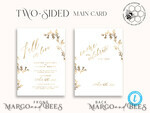 TEMPLETT wedding invitation download Fine art gold wedding invitation template, Instant download Boho Wedding Invites, Simple Golden Fall Invitation Printable Template, Autumn weddig invitation template8