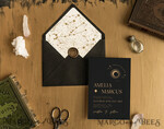 TEMPLETT wedding invitation download Moon wedding invitation template, Instant download Black and Gold Invites, Moon Phases Black Invitation Printable Templates, Self Editabe Wedding Invitation8