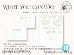 TEMPLETT wedding invitation download Rustic gypsophila wedding Invitations suiteTemplate, Instant Download Printable Invites Home Printing, Boho Baby Breath Wedding Cards Set 10