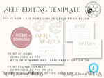 TEMPLETT wedding invitation download Rustic gypsophila wedding Invitations suiteTemplate, Instant Download Printable Invites Home Printing, Boho Baby Breath Wedding Cards Set 10