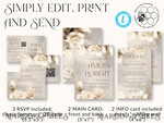 TEMPLETT wedding invitation download Elegant Vintage Flowers Paintig Oil wedding Invitations Set Template, Instant Download Printable Invites Home Printing, Simple Wedding Cards10