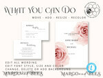 TEMPLETT wedding invitation download Elegant Blush wedding Invitation Template, Instant Download Printable Invites Home Printing, Pink Boho Wedding Invitation Card Set Template10