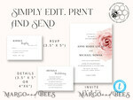 TEMPLETT wedding invitation download Elegant Blush wedding Invitation Template, Instant Download Printable Invites Home Printing, Pink Boho Wedding Invitation Card Set Template10
