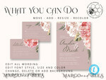 TEMPLETT wedding invitation download Elegant wedding invitation template, Instant download Invite, Printable Invites For Home Printing, pink boho wedding invitations9