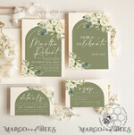 TEMPLETT wedding invitation download Boho Sage Green wedding Invitations Set Template, Instant Download Printable Invites Home Printing, Simple  Wedding Invitation Card, WBoho138
