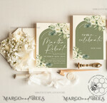 TEMPLETT wedding invitation download Boho Sage Green wedding Invitations Set Template, Instant Download Printable Invites Home Printing, Simple  Wedding Invitation Card, WBoho138