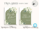 TEMPLETT wedding invitation download Boho Sage Green wedding Invitations Set Template, Instant Download Printable Invites Home Printing, Simple  Wedding Invitation Card, WBoho138