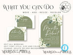 TEMPLETT wedding invitation download Boho Sage Green wedding Invitations Set Template, Instant Download Printable Invites Home Printing, Simple  Wedding Invitation Card, WBoho138