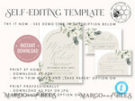TEMPLETT wedding invitation download Boho Sage Green wedding Invitations Set Template, Instant Download Printable Invites Home Printing, Simple  Wedding Invitation Card, WBoho149