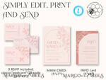 TEMPLETT wedding invitation download Boho Blush Pink wedding Invitations Set Template, Instant Download Printable Invites Home Printing, Arch Floral Wedding Invitation Card8