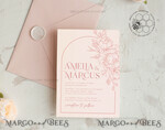 TEMPLETT wedding invitation download Boho Blush Pink wedding Invitations Set Template, Instant Download Printable Invites Home Printing, Arch Floral Wedding Invitation Card8