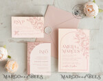 TEMPLETT wedding invitation download Boho Blush Pink wedding Invitations Set Template, Instant Download Printable Invites Home Printing, Arch Floral Wedding Invitation Card8