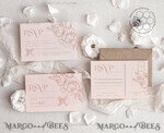 TEMPLETT wedding invitation download Boho Blush Pink wedding Invitations Set Template, Instant Download Printable Invites Home Printing, Arch Floral Wedding Invitation Card8