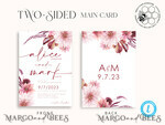 TEMPLETT wedding invitation download Boho fall wedding Invitations Set Template, Instant Download Printable Invites Home Printing, Mauve Blush Pink Autumn Fine Art Invitation Card Set7
