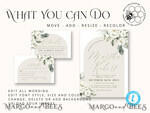 TEMPLETT wedding invitation download Boho Arch wedding Invitations Evite Set Template, Instant Download Printable Invites Home Printing, Beige Garden Invitation Set WBoho149
