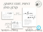 TEMPLETT wedding invitation download Modern wedding invitation template, Instant download Boho Wedding Invites, Simple Wedding Invitation Printable Template Elegant Invitations7