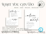 TEMPLETT wedding invitation download Modern wedding invitation template, Instant download Boho Wedding Invites, Simple Wedding Invitation Printable Template Elegant Invitations7