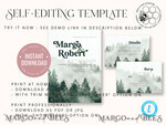 TEMPLETT wedding invitation download Forest Greenery Mountain wedding invitation template, Instant download Simple Wedding Invites, Greenery Wedding Invitation Printable Template, Forest invites9