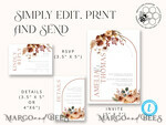 TEMPLETT wedding invitation download Rustic Ivory wedding Invitations Set and Electronic Wedding Invitation Template, Fall Instant Download Printable Invites Home Printing, Autumn Simple Boho Wedding Invitation Card Set12