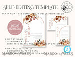 TEMPLETT wedding invitation download Rustic Ivory wedding Invitations Set and Electronic Wedding Invitation Template, Fall Instant Download Printable Invites Home Printing, Autumn Simple Boho Wedding Invitation Card Set12