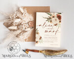 TEMPLETT wedding invitation download Boho Ivory wedding Invitation Card Template, Instant Download Printable Invite Home Printing, Simple Boho Wedding Invitation Card Set2