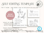 TEMPLETT wedding invitation download Modern wedding invitation template, Instant download Boho Wedding Invites, Simple Wedding Invitation Printable Template Rustic Invitations6