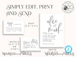 TEMPLETT wedding invitation download Modern wedding invitation template, Instant download Boho Wedding Invites, Simple Wedding Invitation Printable Template Rustic Invitations6