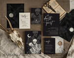 TEMPLETT wedding invitation download Black wedding invitation template, Instant download tarot Wedding Invites, Goth Wedding Invitation Printable Template, skeleton invites10