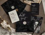 TEMPLETT wedding invitation download Black wedding invitation template, Instant download tarot Wedding Invites, Goth Wedding Invitation Printable Template, skeleton invites10