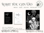 TEMPLETT wedding invitation download Black wedding invitation template, Instant download tarot Wedding Invites, Goth Wedding Invitation Printable Template, skeleton invites10