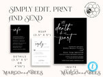 TEMPLETT wedding invitation download Black wedding invitation template, Instant download tarot Wedding Invites, Goth Wedding Invitation Printable Template, skeleton invites10