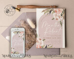 TEMPLETT wedding invitation download Rustic Ivory wedding Invitations Set and Electronic Wedding Invitation Template, Instant Download Printable Invites Home Printing, Simple Boho Wedding Invitation Card Set10