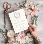 TEMPLETT wedding invitation download Fine Art Boho wedding Invitations Set Template, Instant Download Printable Invites Home Printing, Simple Minimalistic Invitation Card Set9