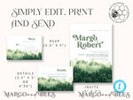 TEMPLETT wedding invitation download Forest Mountain wedding invitation template, Instant download Simple Wedding Invites, Greenery Wedding Invitation Printable Template, Forest invites9