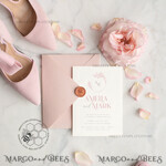 TEMPLETT wedding invitation download Elegant Blush wedding Invitation Template, Instant Download Printable Invites Home Printing, Pink Wedding Invitation Set Template Cards Set11