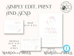TEMPLETT wedding invitation download Elegant Blush wedding Invitation Template, Instant Download Printable Invites Home Printing, Pink Wedding Invitation Set Template Cards Set11