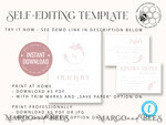 TEMPLETT wedding invitation download Elegant Blush wedding Invitation Template, Instant Download Printable Invites Home Printing, Pink Wedding Invitation Set Template Cards Set11