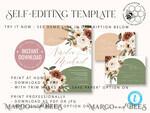TEMPLETT wedding invitation download Sage Green wedding invitation template, Instant download Boho Wedding Invites, Arch Garden Wedding Invitation Printable Template7