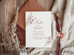 TEMPLETT wedding invitation download Boho fall wedding Invitations Set Template, Instant Download Printable Invites Home Printing, Terracotta Autumn Simple Invitation Card Set8