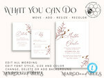 TEMPLETT wedding invitation download Boho fall wedding Invitations Set Template, Instant Download Printable Invites Home Printing, Terracotta Autumn Simple Invitation Card Set8