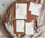 TEMPLETT wedding invitation download Boho fall wedding Invitations Set Template, Instant Download Printable Invites Home Printing, Terracotta Autumn Simple Invitation Card Set8