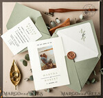 TEMPLETT wedding invitation download Sage Green wedding Invitation Template with Photo, Instant Download Printable Invites Home Printing, Greenery Boho Wedding Invitation Cards9