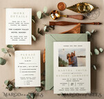 TEMPLETT wedding invitation download Sage Green wedding Invitation Template with Photo, Instant Download Printable Invites Home Printing, Greenery Boho Wedding Invitation Cards9